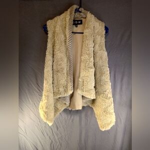Cream C+D+M Faux Fur Sherpa Open Front Vest